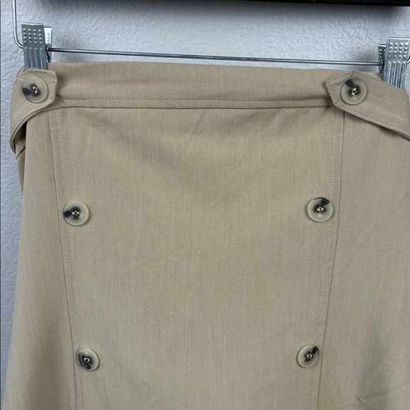 Maeve Strapless Pleated Trench Dress L Beige Mini Stretch Anthropologie NEW - Picture 6 of 11